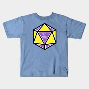 Nonbinary Pronoun Pride D20 Xe/Xir Kids T-Shirt